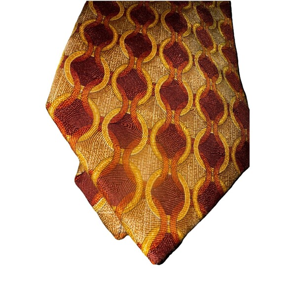 Ermenegildo Zenga Men’s Gold Rust Printed 100% Silk Tie 4” x 58” Italian EUC - Picture 2 of 7